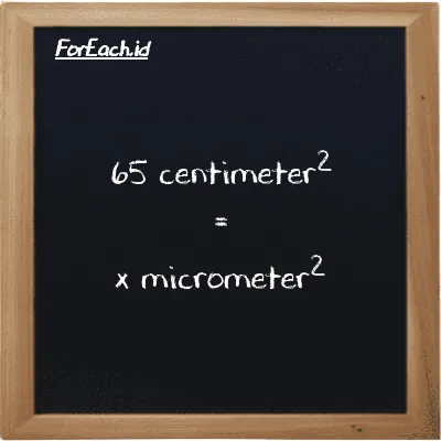 Example centimeter<sup>2</sup> to micrometer<sup>2</sup> conversion (65 cm<sup>2</sup> to µm<sup>2</sup>)