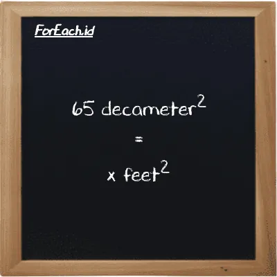 Example decameter<sup>2</sup> to feet<sup>2</sup> conversion (65 dam<sup>2</sup> to ft<sup>2</sup>)