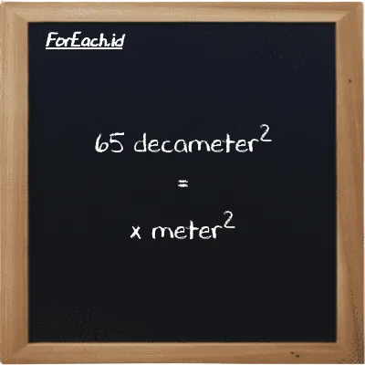 Example decameter<sup>2</sup> to meter<sup>2</sup> conversion (65 dam<sup>2</sup> to m<sup>2</sup>)