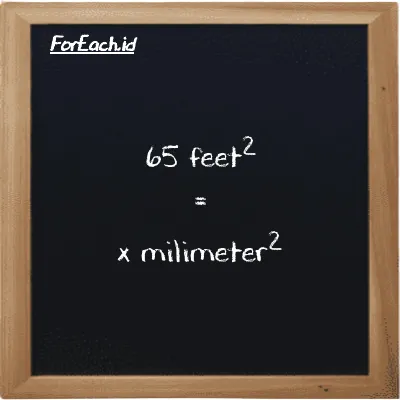 Example feet<sup>2</sup> to millimeter<sup>2</sup> conversion (65 ft<sup>2</sup> to mm<sup>2</sup>)
