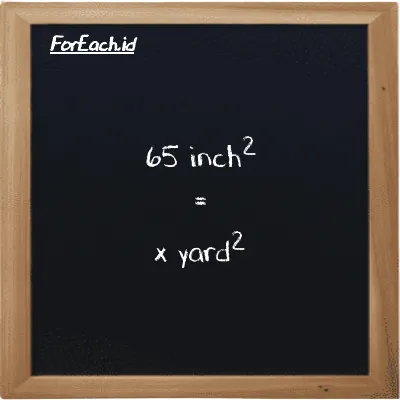 Example inch<sup>2</sup> to yard<sup>2</sup> conversion (65 in<sup>2</sup> to yd<sup>2</sup>)