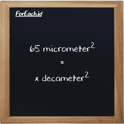 Example micrometer<sup>2</sup> to decameter<sup>2</sup> conversion (65 µm<sup>2</sup> to dam<sup>2</sup>)