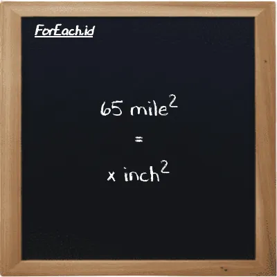 Example mile<sup>2</sup> to inch<sup>2</sup> conversion (65 mi<sup>2</sup> to in<sup>2</sup>)