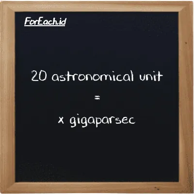 Example astronomical unit to gigaparsec conversion (20 au to Gpc)