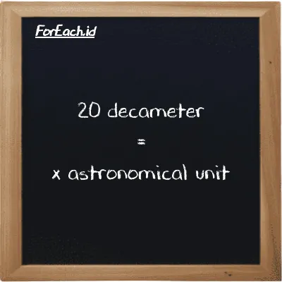 Example decameter to astronomical unit conversion (20 dam to au)