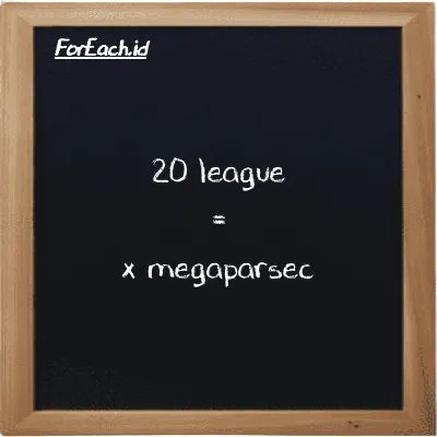 Example league to megaparsec conversion (20 lg to Mpc)
