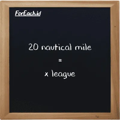 Example nautical mile to league conversion (20 nmi to lg)