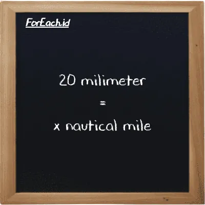 Example millimeter to nautical mile conversion (20 mm to nmi)