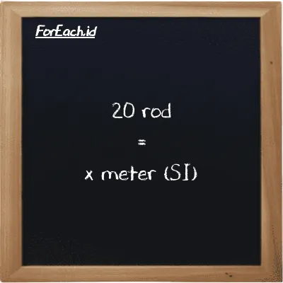 Example rod to meter conversion (20 rd to m)