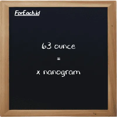 Example ounce to nanogram conversion (63 oz to ng)