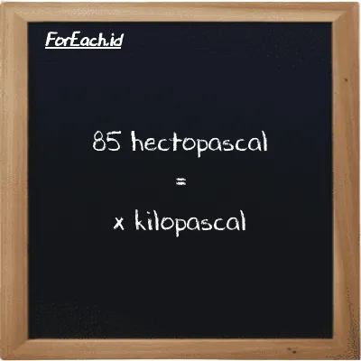 Example hectopascal to kilopascal conversion (85 hPa to kPa)