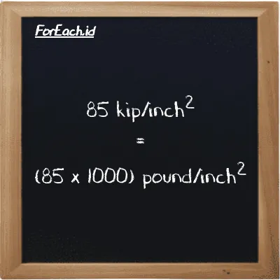 85 kip/inch<sup>2</sup> is equivalent to 85000 pound/inch<sup>2</sup> (85 ksi is equivalent to 85000 psi)