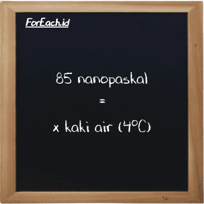 Example nanopascal to foot water (4<sup>o</sup>C) conversion (85 nPa to ftH2O)