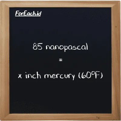 Example nanopascal to inch mercury (60<sup>o</sup>F) conversion (85 nPa to inHg)