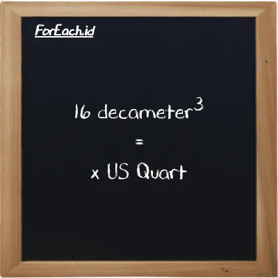 Example decameter<sup>3</sup> to US Quart conversion (16 dam<sup>3</sup> to qt)