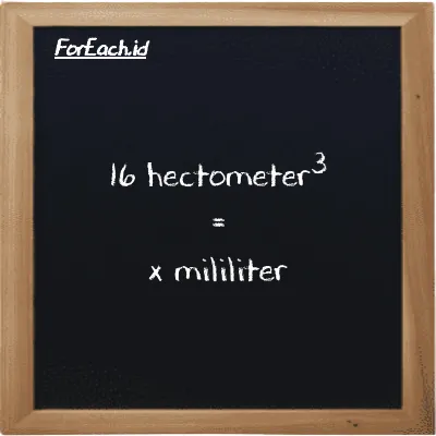 Example hectometer<sup>3</sup> to milliliter conversion (16 hm<sup>3</sup> to ml)