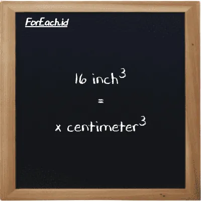 Example inch<sup>3</sup> to centimeter<sup>3</sup> conversion (16 in<sup>3</sup> to cm<sup>3</sup>)