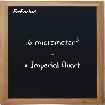Example micrometer<sup>3</sup> to Imperial Quart conversion (16 µm<sup>3</sup> to imp qt)