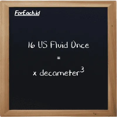 Example US Fluid Once to decameter<sup>3</sup> conversion (16 fl oz to dam<sup>3</sup>)