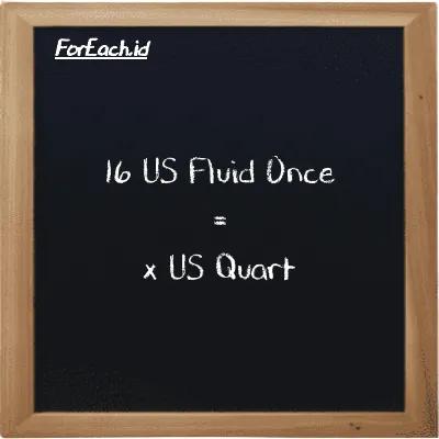 Example US Fluid Once to US Quart conversion (16 fl oz to qt)