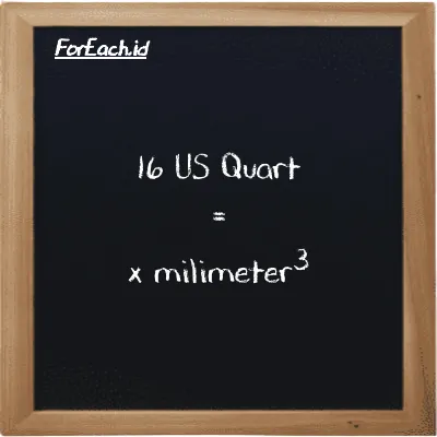 Example US Quart to millimeter<sup>3</sup> conversion (16 qt to mm<sup>3</sup>)