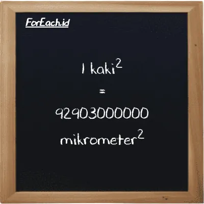 1 kaki<sup>2</sup> setara dengan 92903000000 mikrometer<sup>2</sup> (1 ft<sup>2</sup> setara dengan 92903000000 µm<sup>2</sup>)