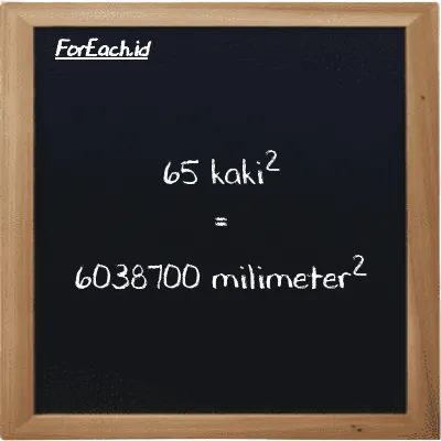 65 kaki<sup>2</sup> setara dengan 6038700 milimeter<sup>2</sup> (65 ft<sup>2</sup> setara dengan 6038700 mm<sup>2</sup>)