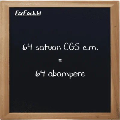 64 satuan CGS e.m. setara dengan 64 abampere (64 cgs-emu setara dengan 64 abA)