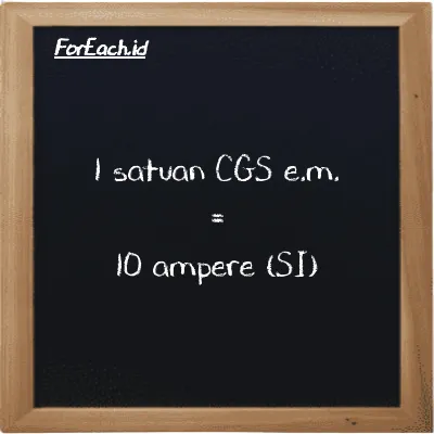1 satuan CGS e.m. setara dengan 10 ampere (1 cgs-emu setara dengan 10 A)