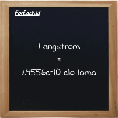 1 angstrom setara dengan 1.4556e-10 elo lama (1 Å setara dengan 1.4556e-10 el la)