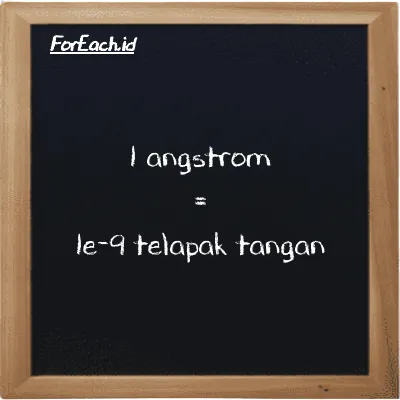 1 angstrom setara dengan 1e-9 telapak tangan (1 Å setara dengan 1e-9 h)