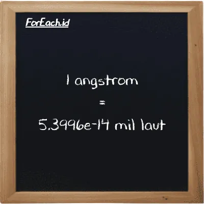 1 angstrom setara dengan 5.3996e-14 mil laut (1 Å setara dengan 5.3996e-14 nmi)