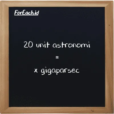 Contoh konversi unit astronomi ke gigaparsec (au ke Gpc)