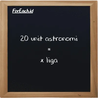 Contoh konversi unit astronomi ke liga (au ke lg)