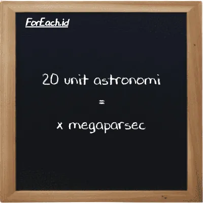 Contoh konversi unit astronomi ke megaparsec (au ke Mpc)