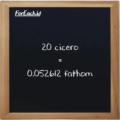 20 cicero setara dengan 0.052612 fathom (20 ccr setara dengan 0.052612 ft)