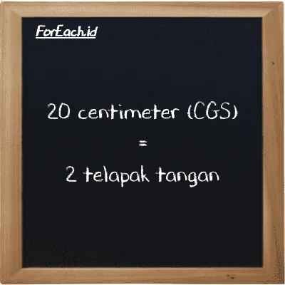20 centimeter setara dengan 2 telapak tangan (20 cm setara dengan 2 h)