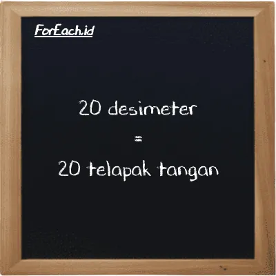 20 desimeter setara dengan 20 telapak tangan (20 dm setara dengan 20 h)