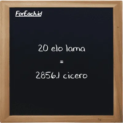20 elo lama setara dengan 2856.1 cicero (20 el la setara dengan 2856.1 ccr)