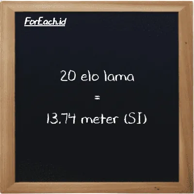 20 elo lama setara dengan 13.74 meter (20 el la setara dengan 13.74 m)