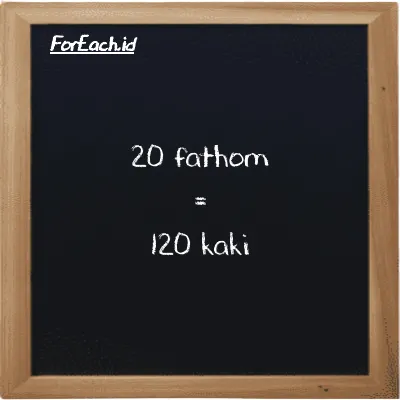 20 fathom setara dengan 120 kaki (20 ft setara dengan 120 ft)