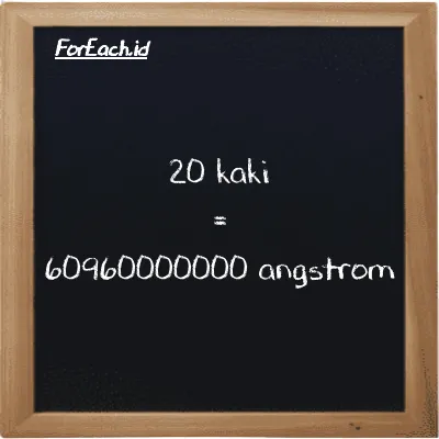 20 kaki setara dengan 60960000000 angstrom (20 ft setara dengan 60960000000 Å)