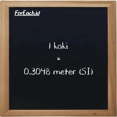 1 kaki setara dengan 0.3048 meter (1 ft setara dengan 0.3048 m)