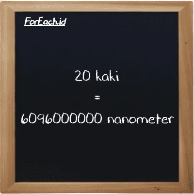 20 kaki setara dengan 6096000000 nanometer (20 ft setara dengan 6096000000 nm)