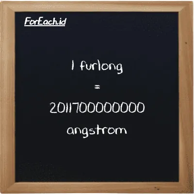 1 furlong setara dengan 2011700000000 angstrom (1 fur setara dengan 2011700000000 Å)
