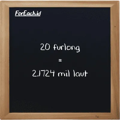 20 furlong setara dengan 2.1724 mil laut (20 fur setara dengan 2.1724 nmi)