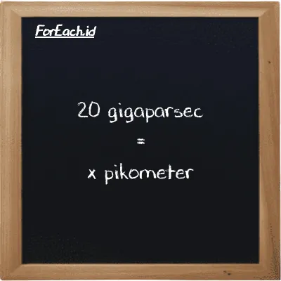 Contoh konversi gigaparsec ke pikometer (Gpc ke pm)