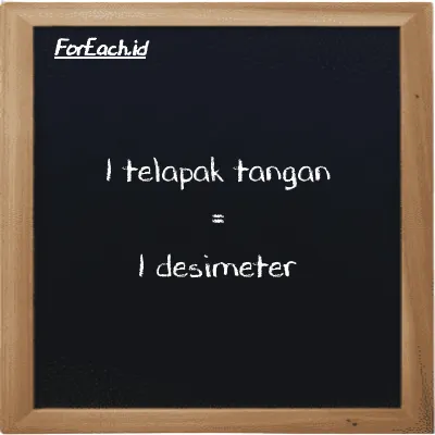 1 telapak tangan setara dengan 1 desimeter (1 h setara dengan 1 dm)