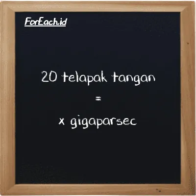 Contoh konversi telapak tangan ke gigaparsec (h ke Gpc)