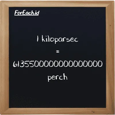 1 kiloparsec setara dengan 6135500000000000000 perch (1 kpc setara dengan 6135500000000000000 prc)